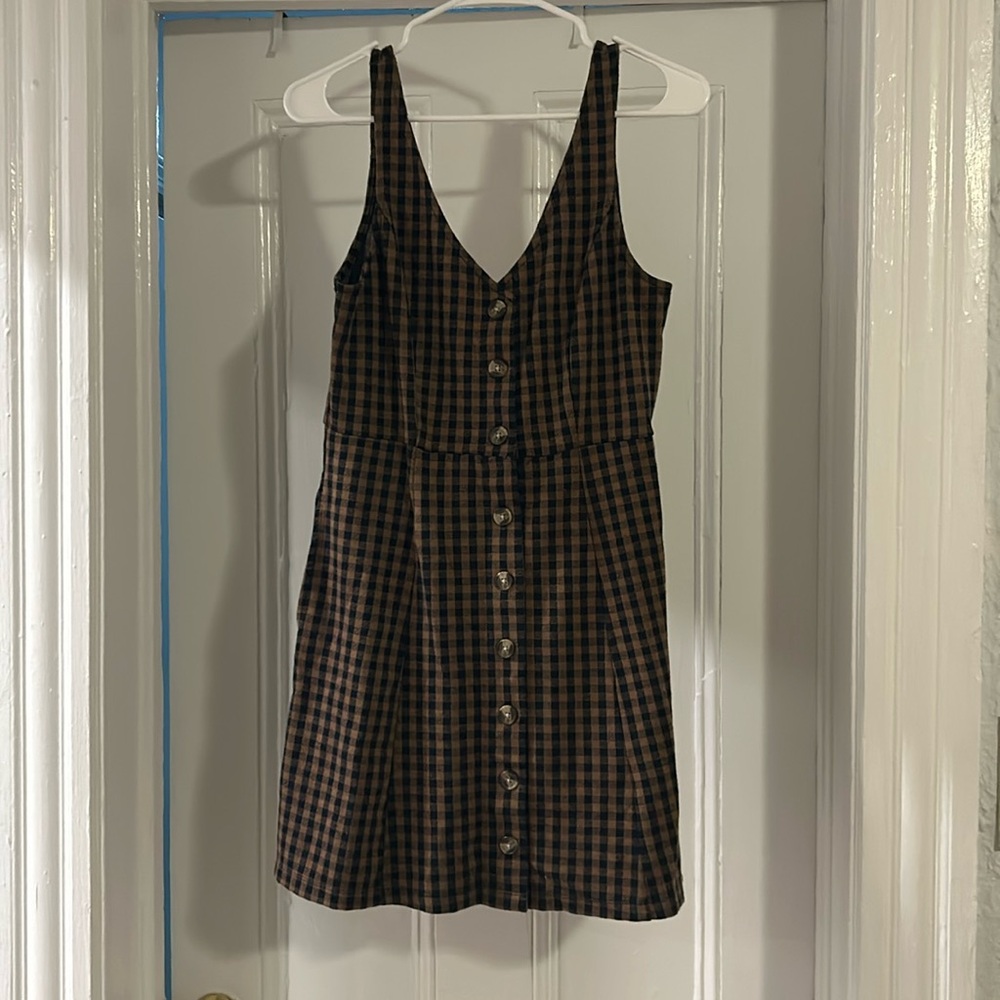 American Eagle Short Brown Plaid Dress